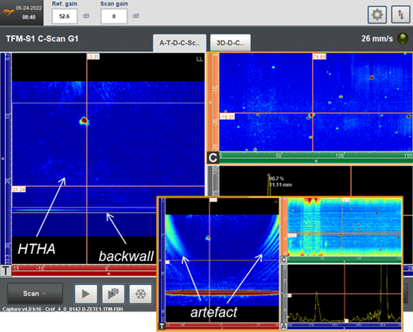 Visualization of low amplitude HTHA data