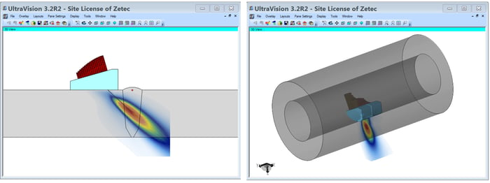 Acoustic field simulation of low-frequency dual 2D matrix arrays 