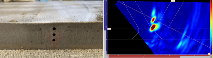 Angled Compression Probe on SS Calibration Block Showing Excellent SNR and Detection of the Reference Reflectors-1