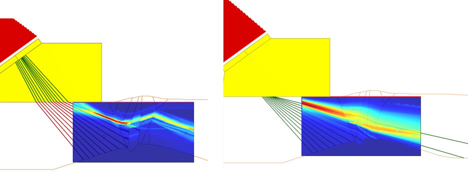 Comparison of Shear Wave on Left and Angled Compression on Right