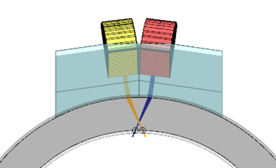 FIGURE 2 - A25 PITCH CATCH CONFIGURATION FOR 60L WAVE IN  NPS PIPE WITH 5.5MM WALL THICKNESS