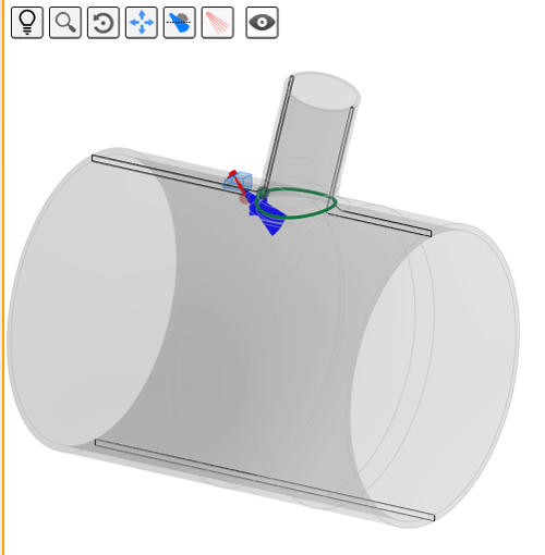 Final result with the probe, nozzle, beam ray tracing