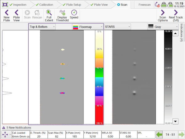 FloormapX data acquisition view MFL on the left and STARS on the right