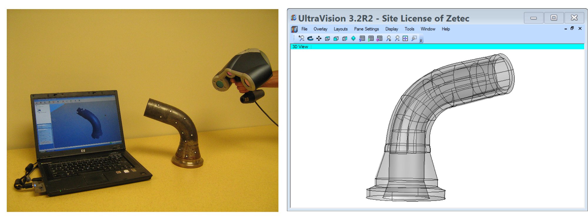 Grayloc of CANDU reactor feeder tubing_ component with 3D laser scanning devic, generated CAD file-1