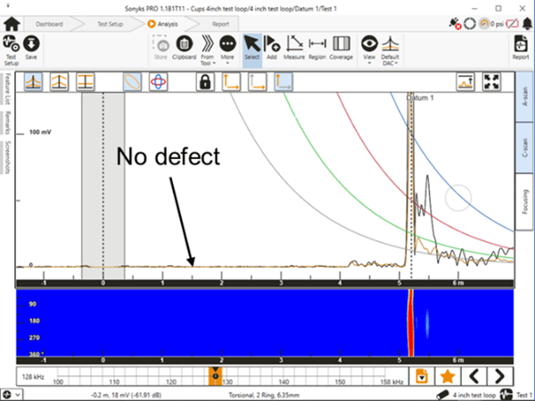 Data results showing no defect found