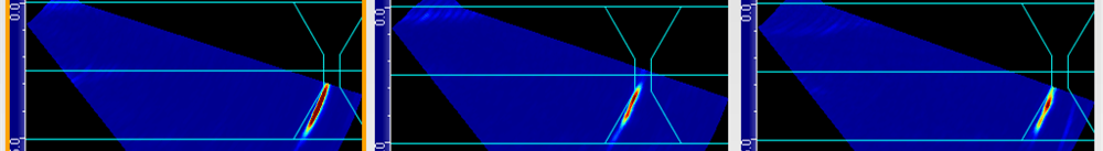 S-Scans with 16 32 64 element apertures showing lack of fusion
