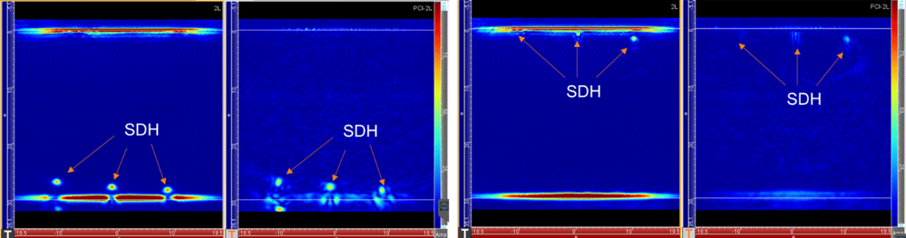 Three SDH close to the backwall for TFM and PCI