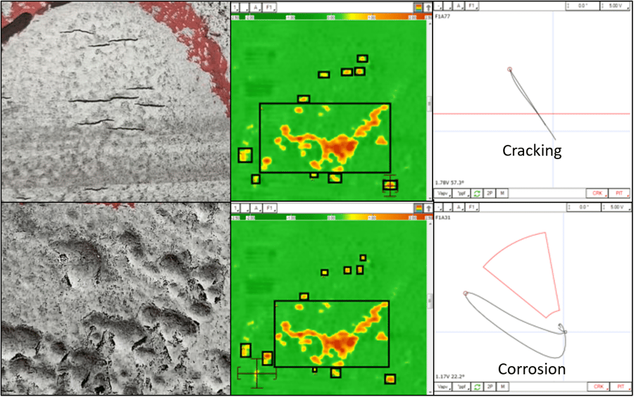 Top C-scan in the figure below has its cursor positioned on an indication of SCC