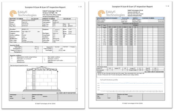 User configurable final tank inspection report