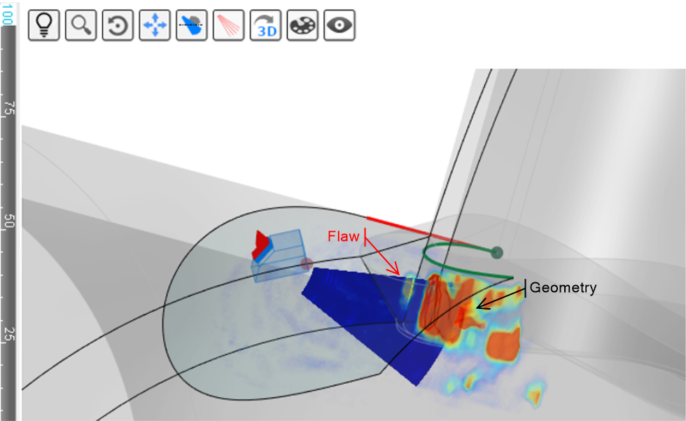 Zoomed in on the flawed area