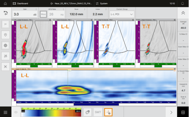 Cypher PC, examination data from multi-mode FMC-TFM and FMC-PCI inspection 