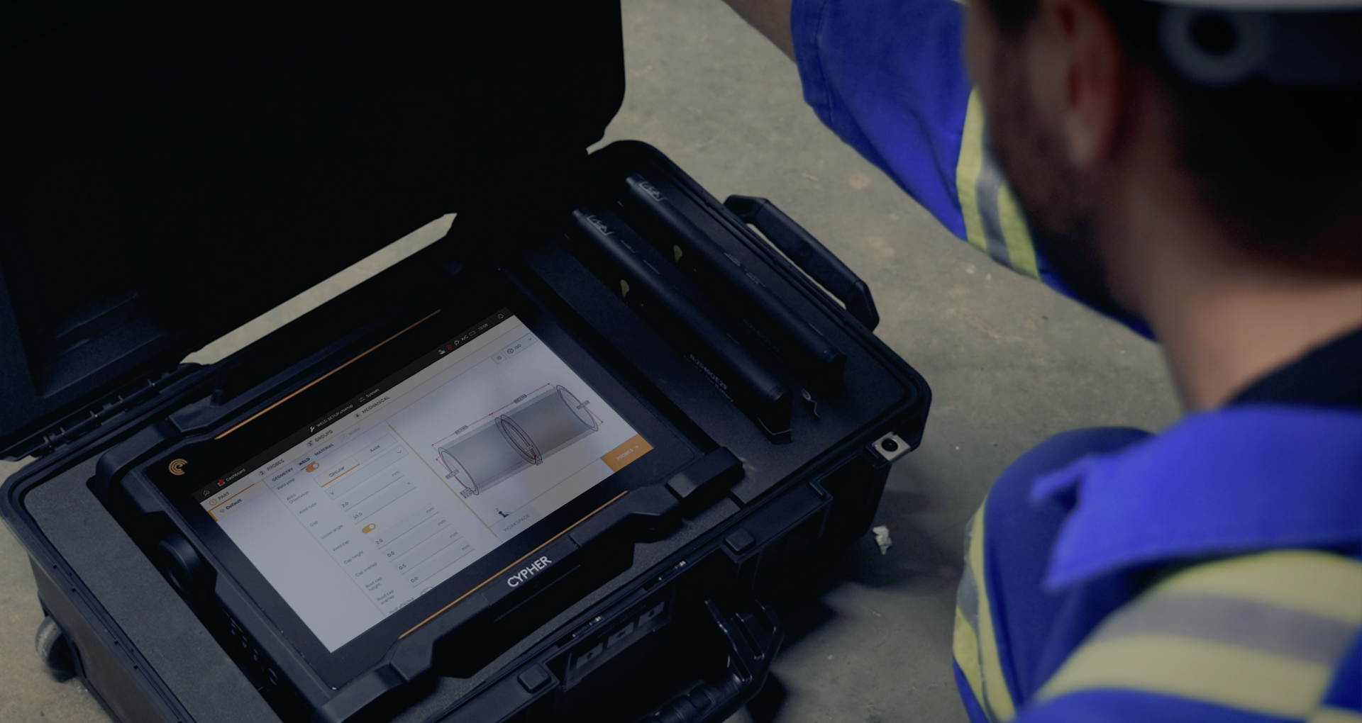 Cypher phased array ultrasonic instrument used for large-scale weld inspection